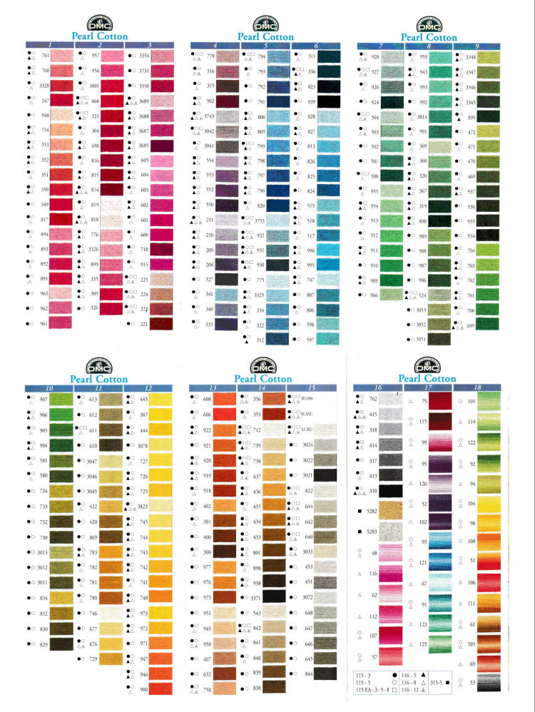 Dmc Pearl Cotton 8 Color Chart