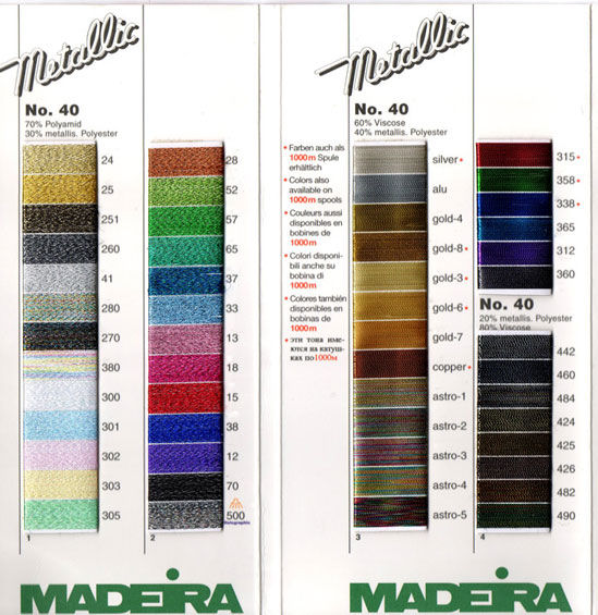 Madeira Metallic Thread Color Chart